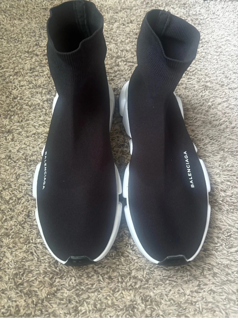 Balenciaga Black and White Sock-Style Trainer Sneakers